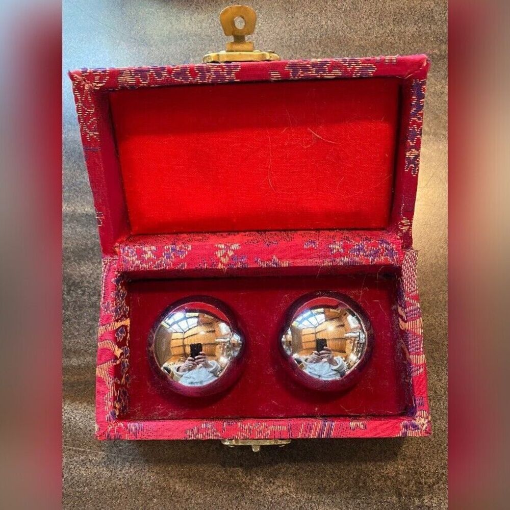 Shouxing Chinese Balls Chiming Meditation Massage Chrome In Box